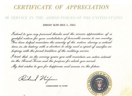 Certificate of Appreciation from Richard Nixon